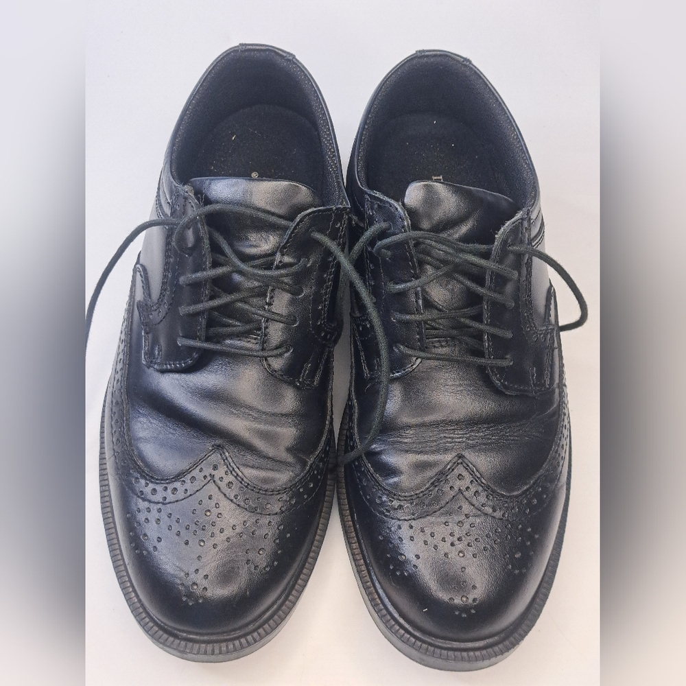 Deer Stags Tribune Men's Size 8.5 W Black Leather Oxford Wingtip Dress Shoes